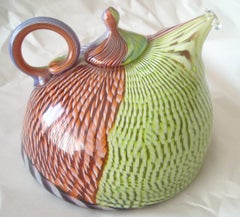 Richard Marquis Studio Teapot Glass Sculpture, Signed, Dated