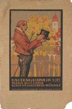 1913 Richard Mauch 
Baurnkirchweih 1913
 Vintage Brown USA Lithograph