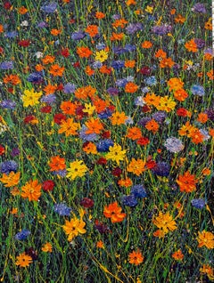 Peinture à l'huile "Wild Flower Frenzy", encadrée, 21e siècle, Nature morte