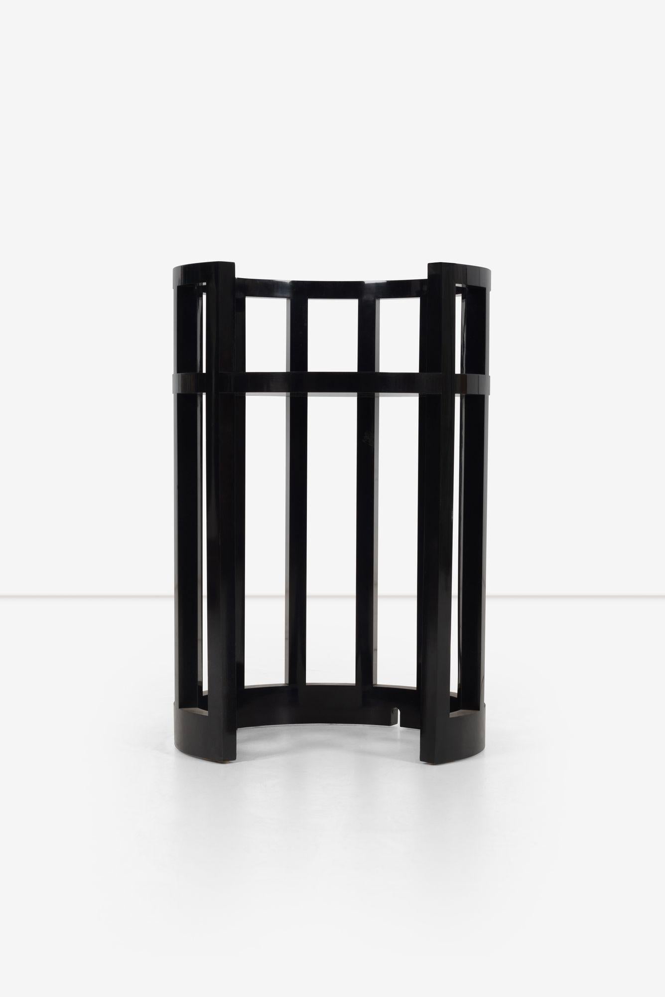 Richard Meier custom lamp table, black lacquer with cord notches.
Surface height 21.50