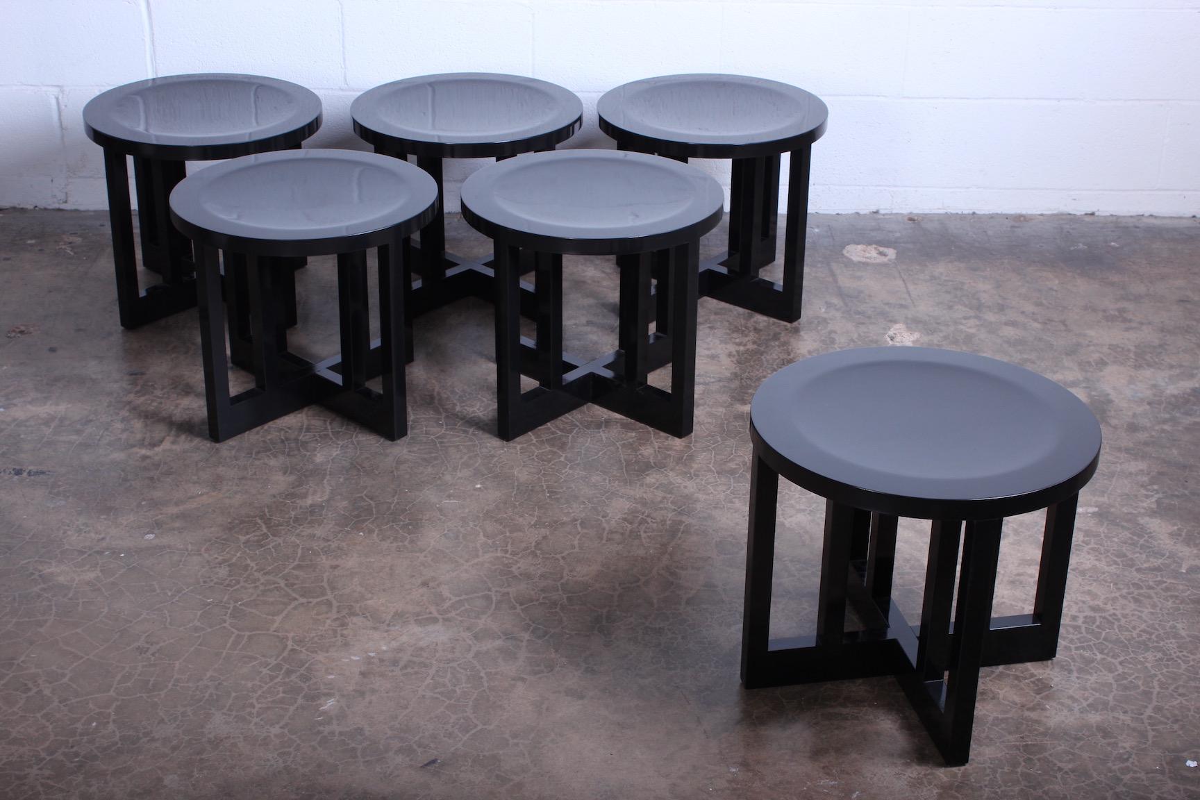 A set of six rare, black lacquered stools designed by Richard Meier for Knoll, 1982. Priced and sold individually.