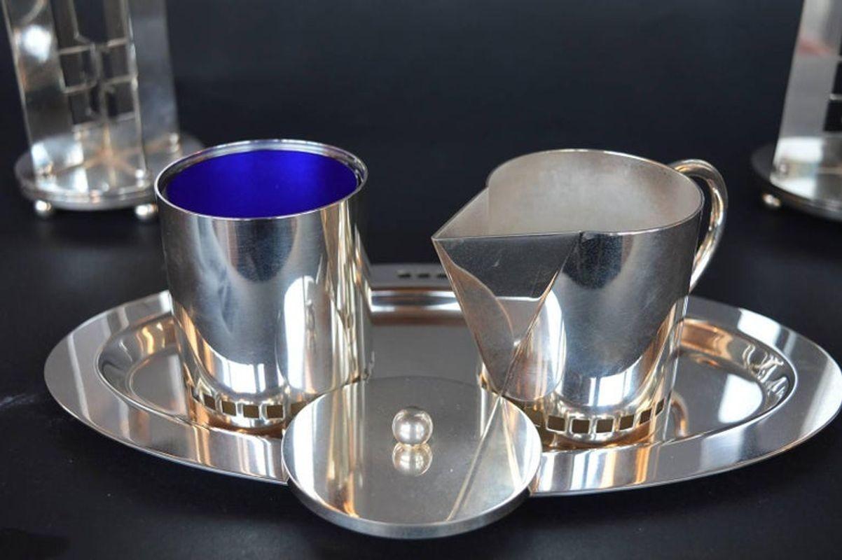 Richard Meier for Swid Powell Silver Plated Set In Good Condition For Sale In Los Angeles, CA
