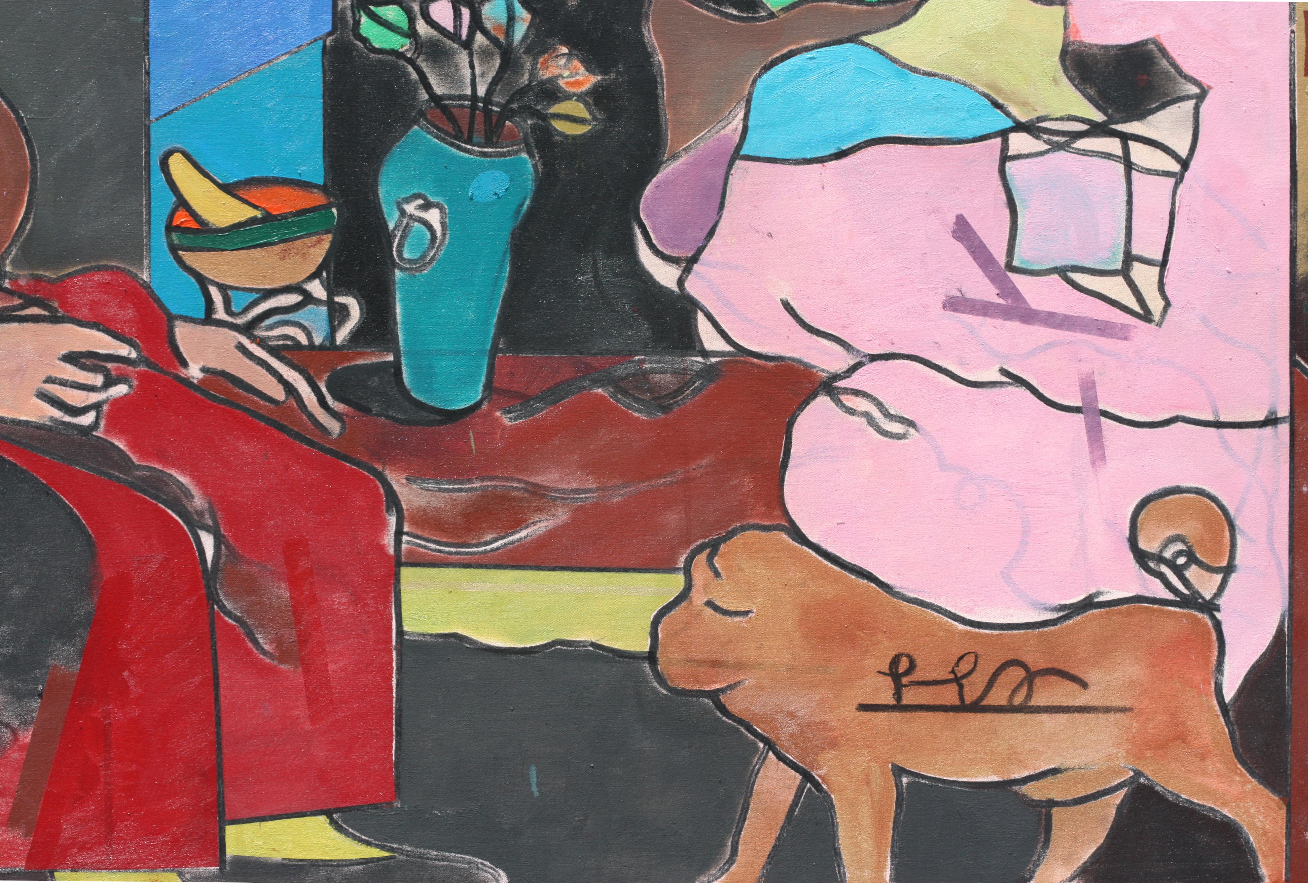 Richard Merkin, (Broken Blossoms: Le Chien D’Or, 1990, oil on canvas In Good Condition For Sale In West Palm Beach, FL