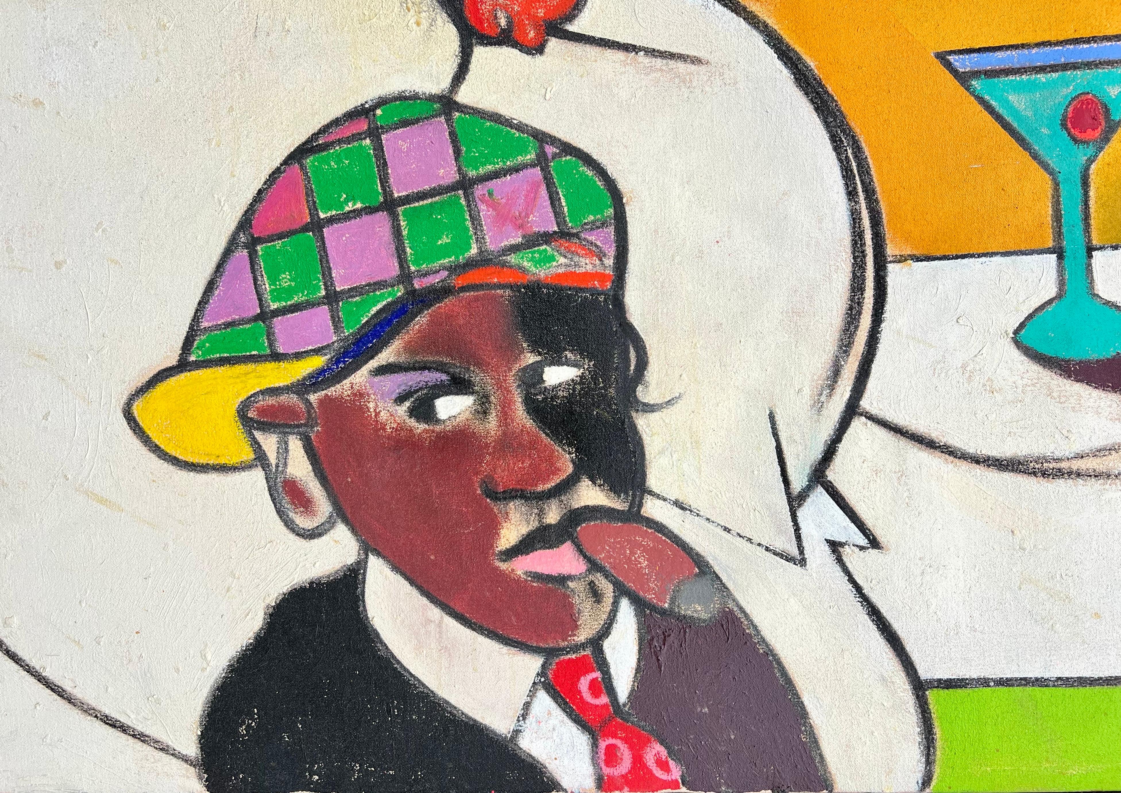Large Richard Merkin Painting Harlem Jazz Club, New Yorker Magazine Cover Artist For Sale 4