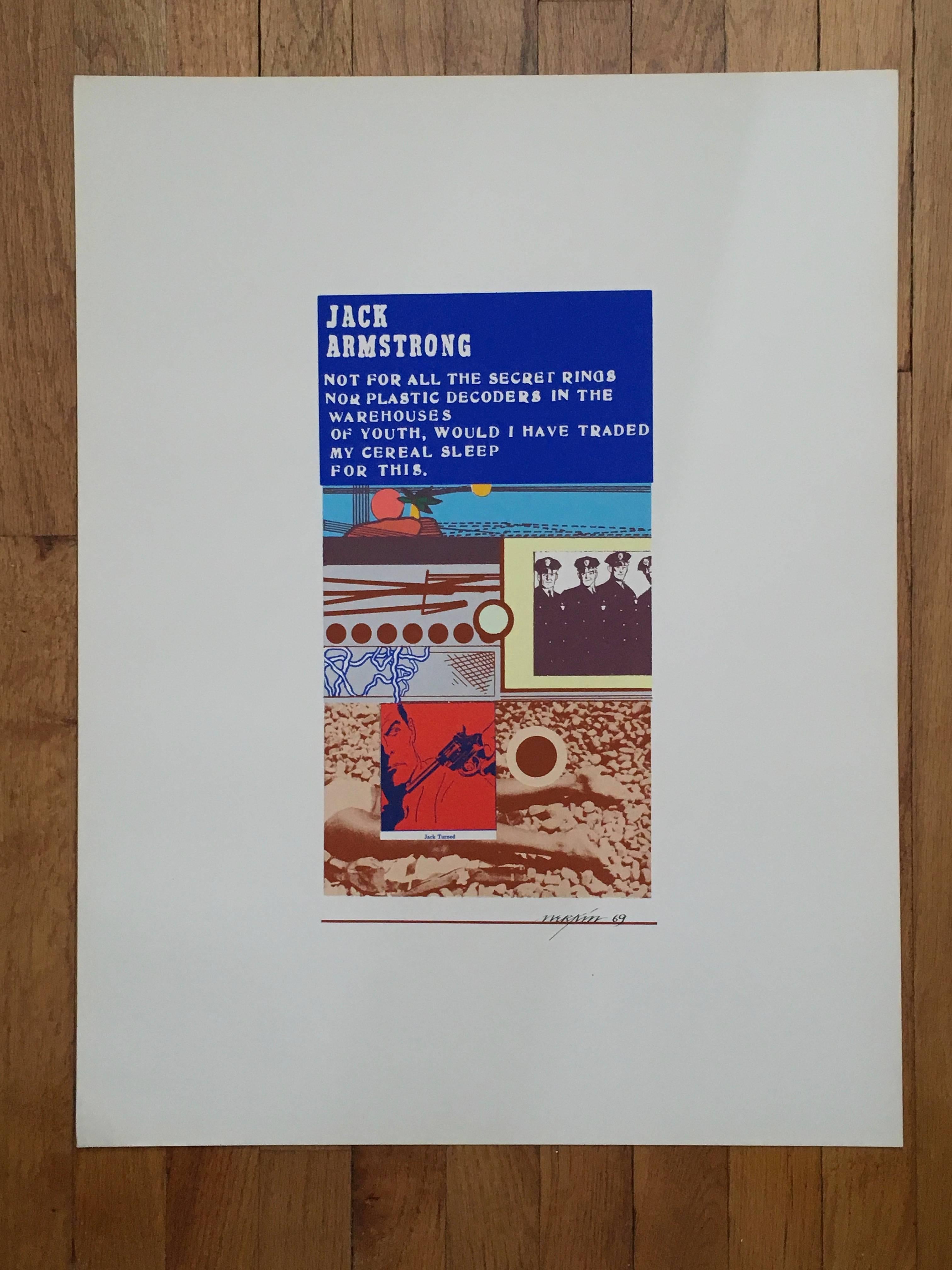 Epitaph/Tombstone jack Armstrong Pop Art  1969 Serigrafia a colori Richard Merkin in vendita 1