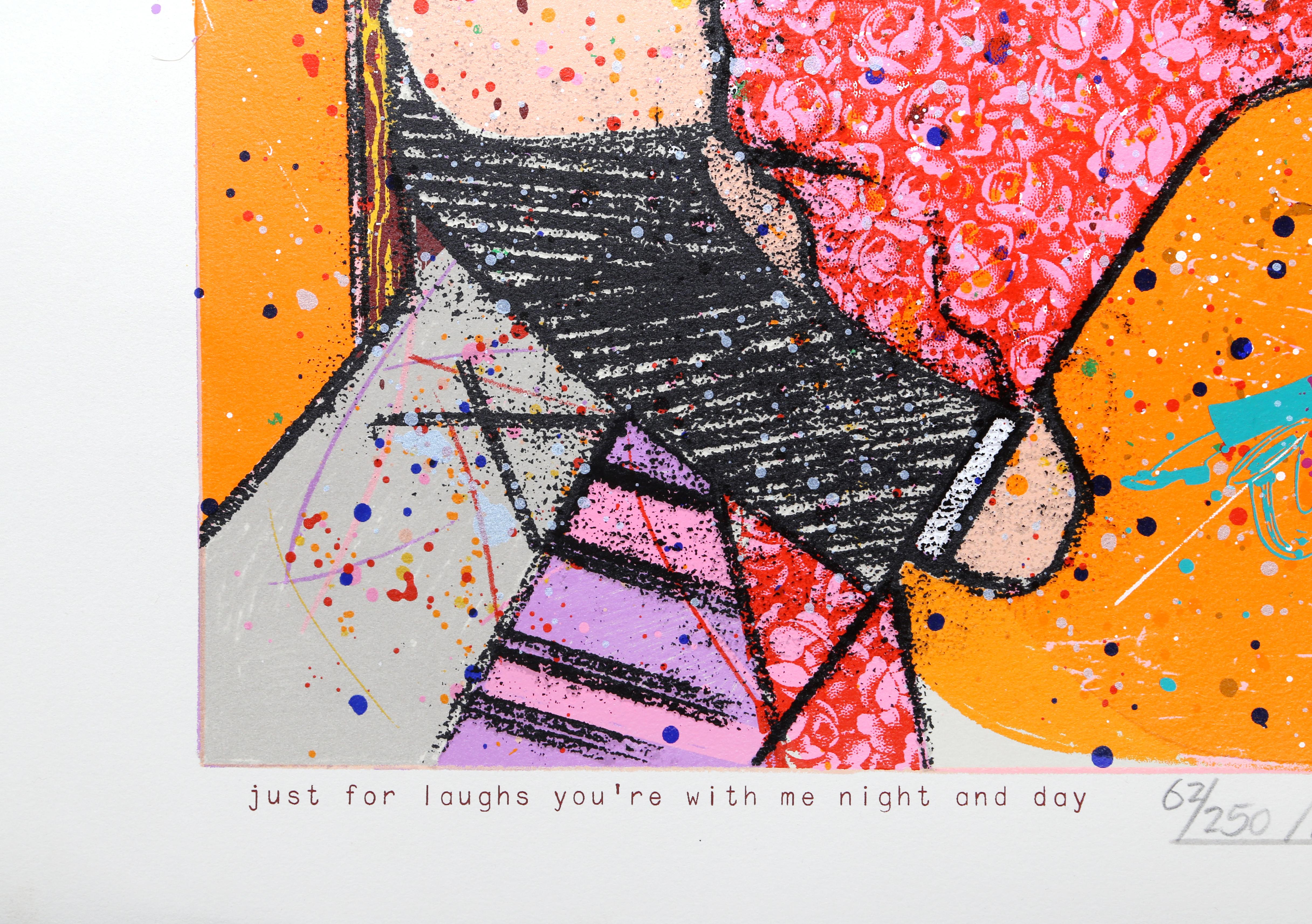 Just For Laughs You're With Me Night and Day by Richard Merkin, American (1938–2009)
Screenprint, signed and numbered in pencil
Edition of 62/250
Image Size: 18 x 24.25 inches
Size: 21.75 x 30 in. (55.25 x 76.2 cm)