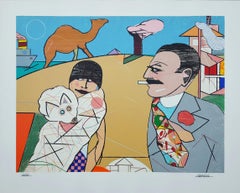 Oedipus and Luxor /// Contemporary Richard Merkin Figurative Funny Screenprint