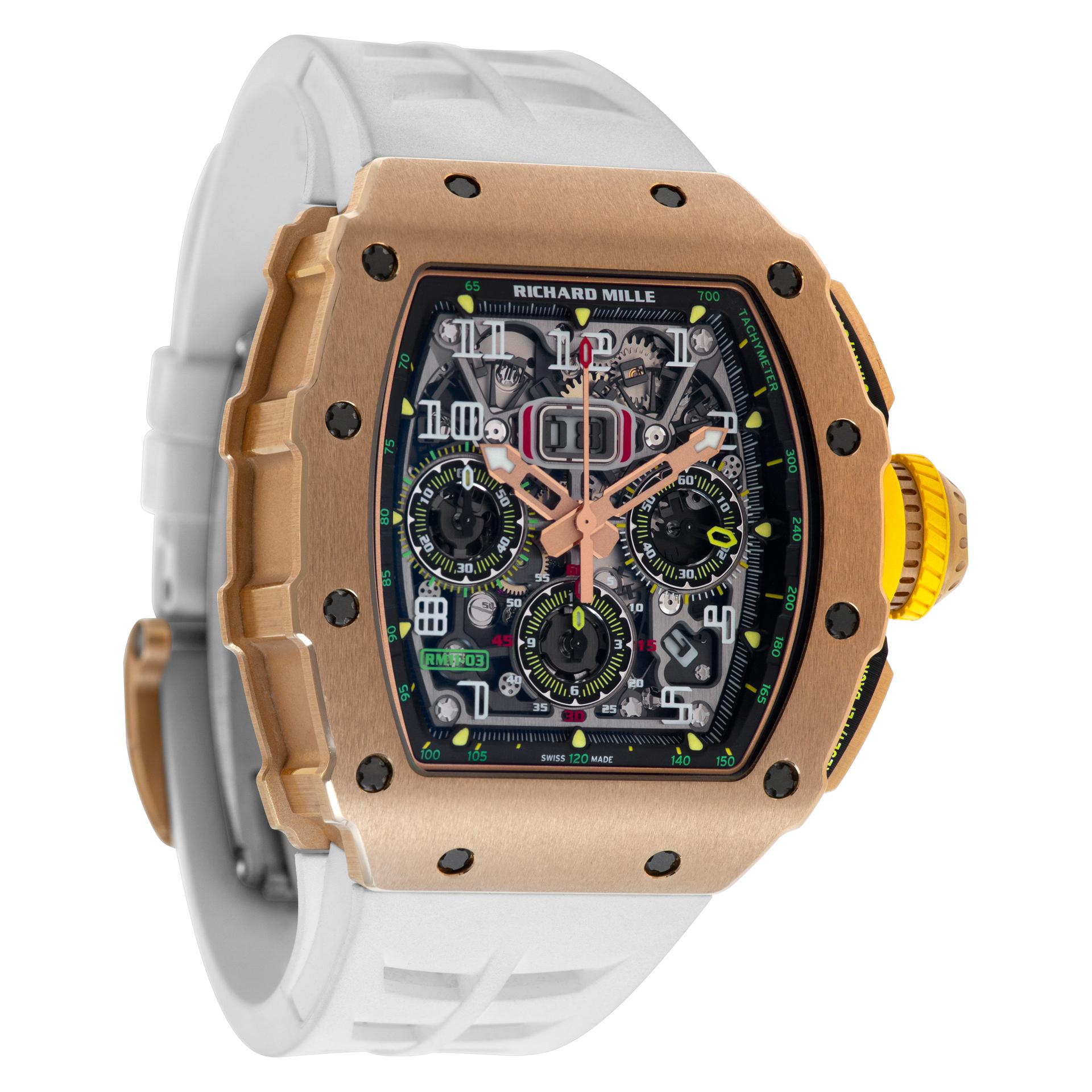 Men's Richard Mille Flyback Chronograph 18k gold Automatic Wristwatch Ref RM11-03 RG For Sale
