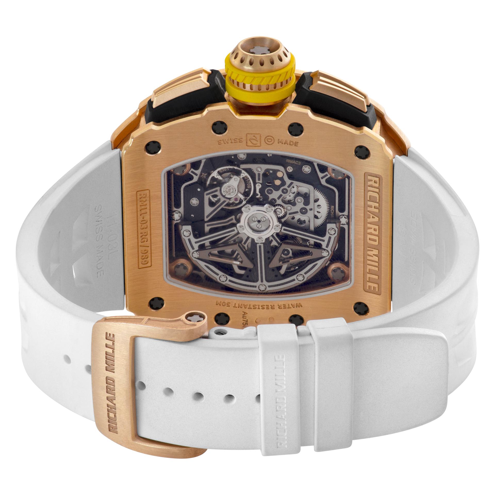 Richard Mille Flyback Chronograph 18k gold Automatic Wristwatch Ref RM11-03 RG For Sale 2