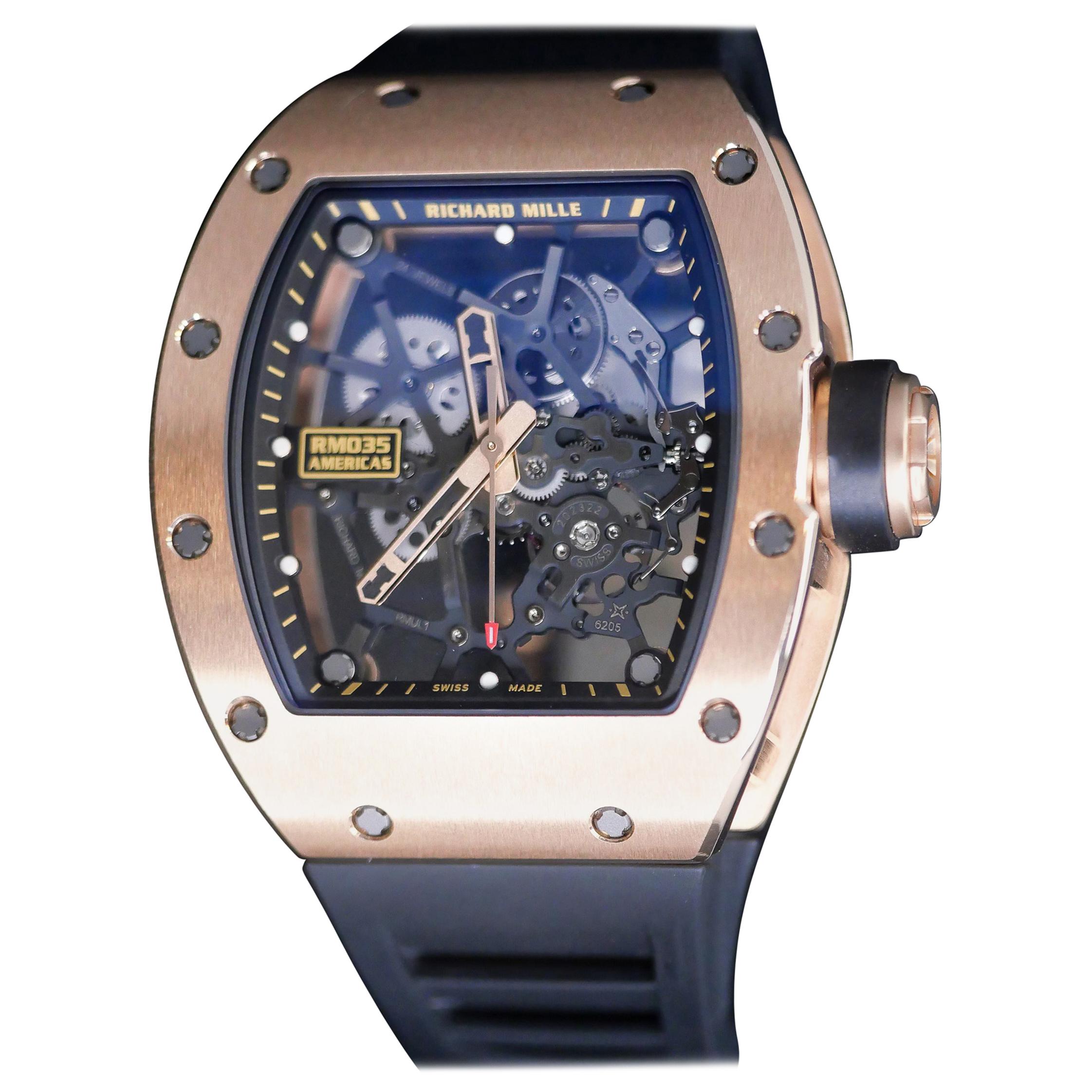 Richard Mille Red Gold RM 035 Toro Manual Wind Wristwatch For Sale