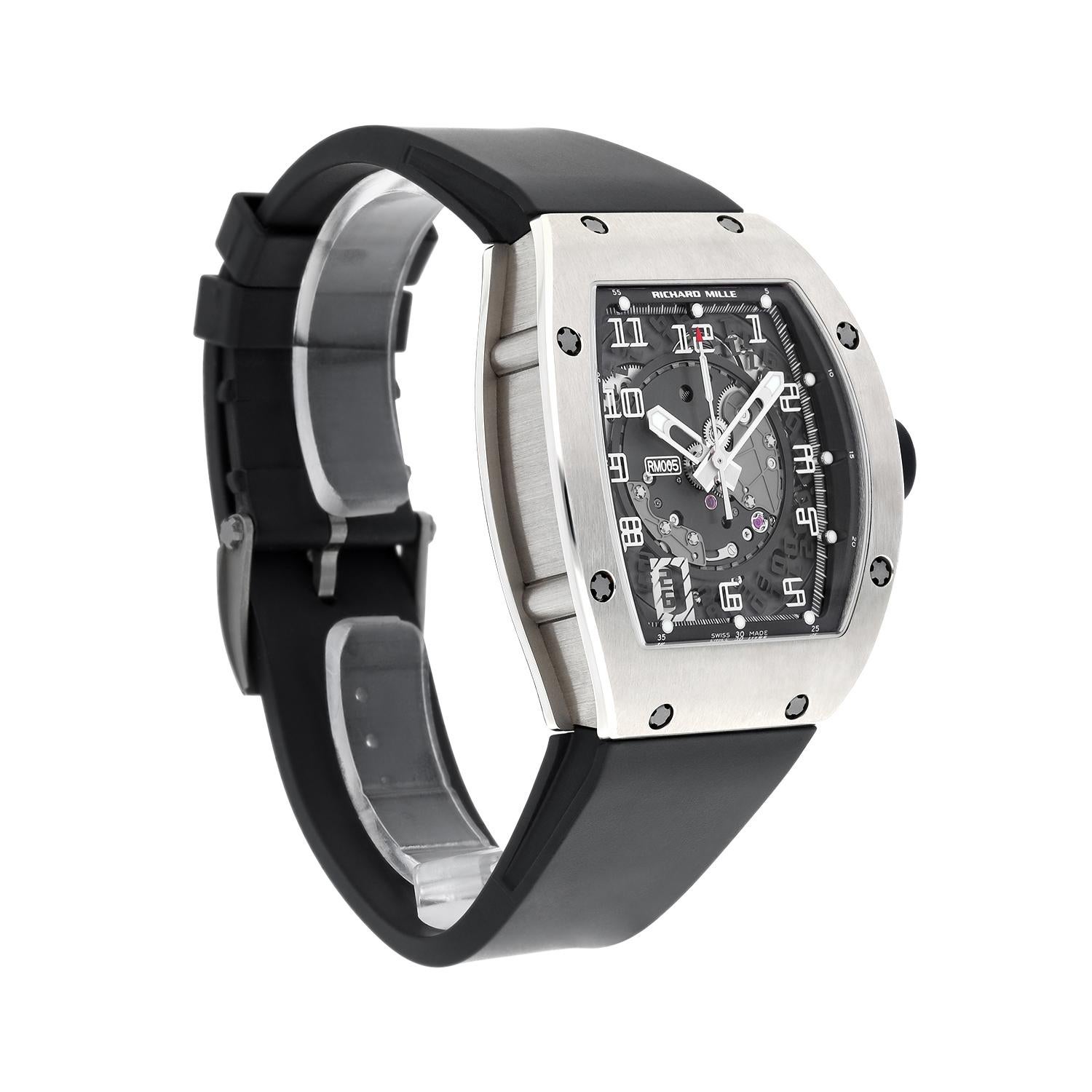 Richard Mille RM 005 Manual Wind White Gold Mens Watch Rubber Band Complete For Sale 1