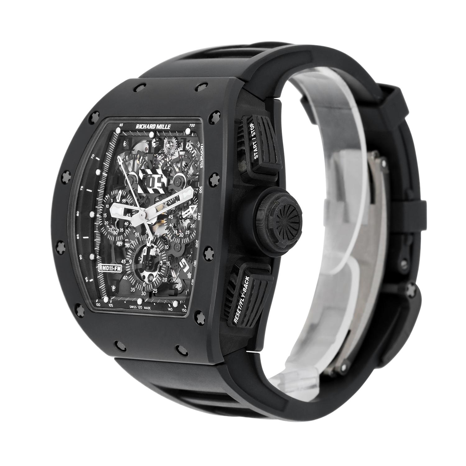 Reloj Richard Mille RM 011 Negro Phantom PVD Cerámica Caucho Carbono Completo Moderno