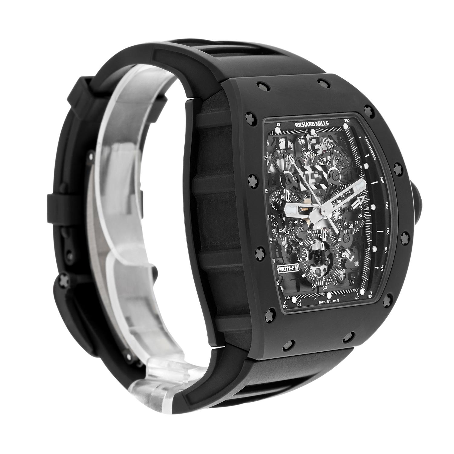 Reloj Richard Mille RM 011 Negro Phantom PVD Cerámica Caucho Carbono Completo en Excelente Estado en New York, NY