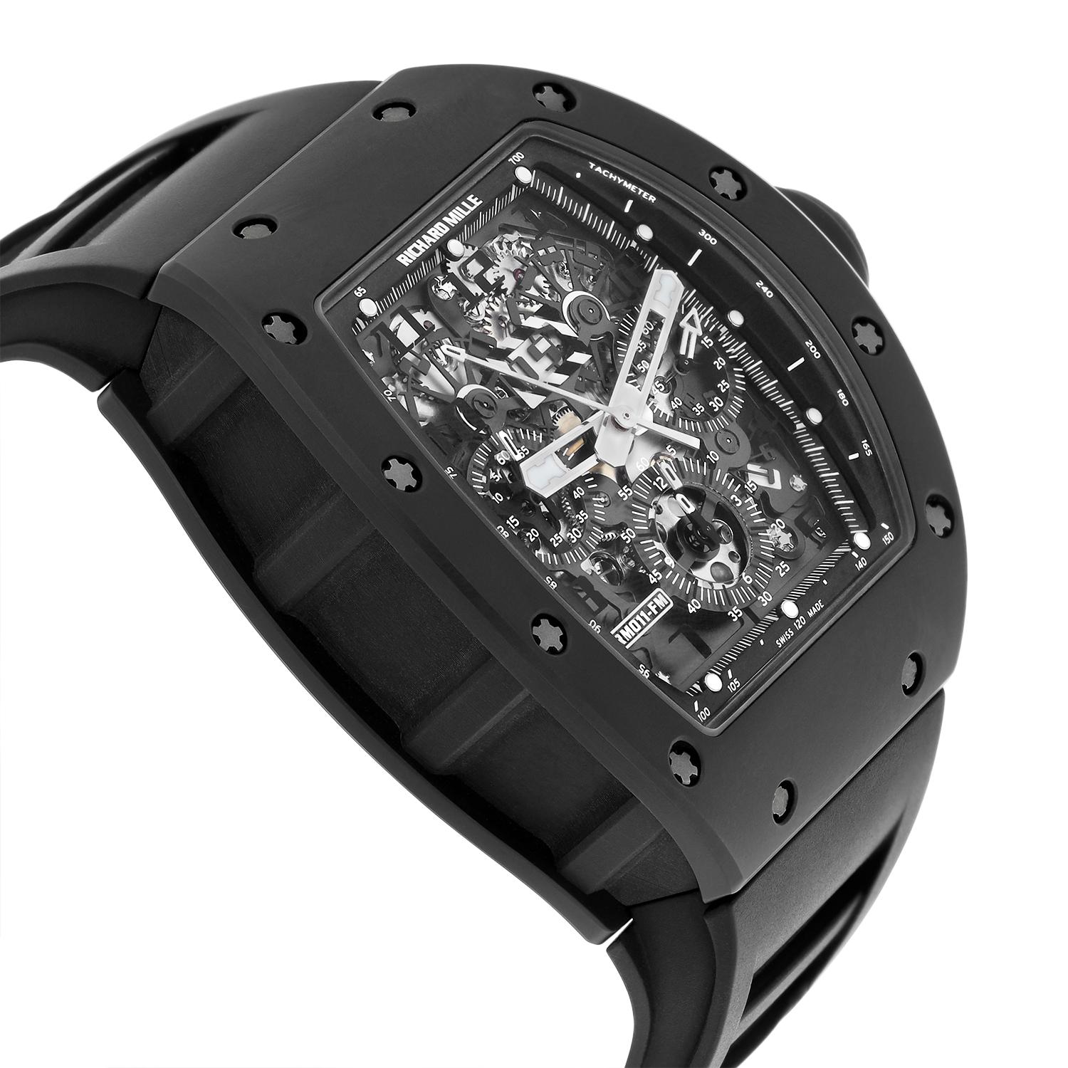 Reloj Richard Mille RM 011 Negro Phantom PVD Cerámica Caucho Carbono Completo 1