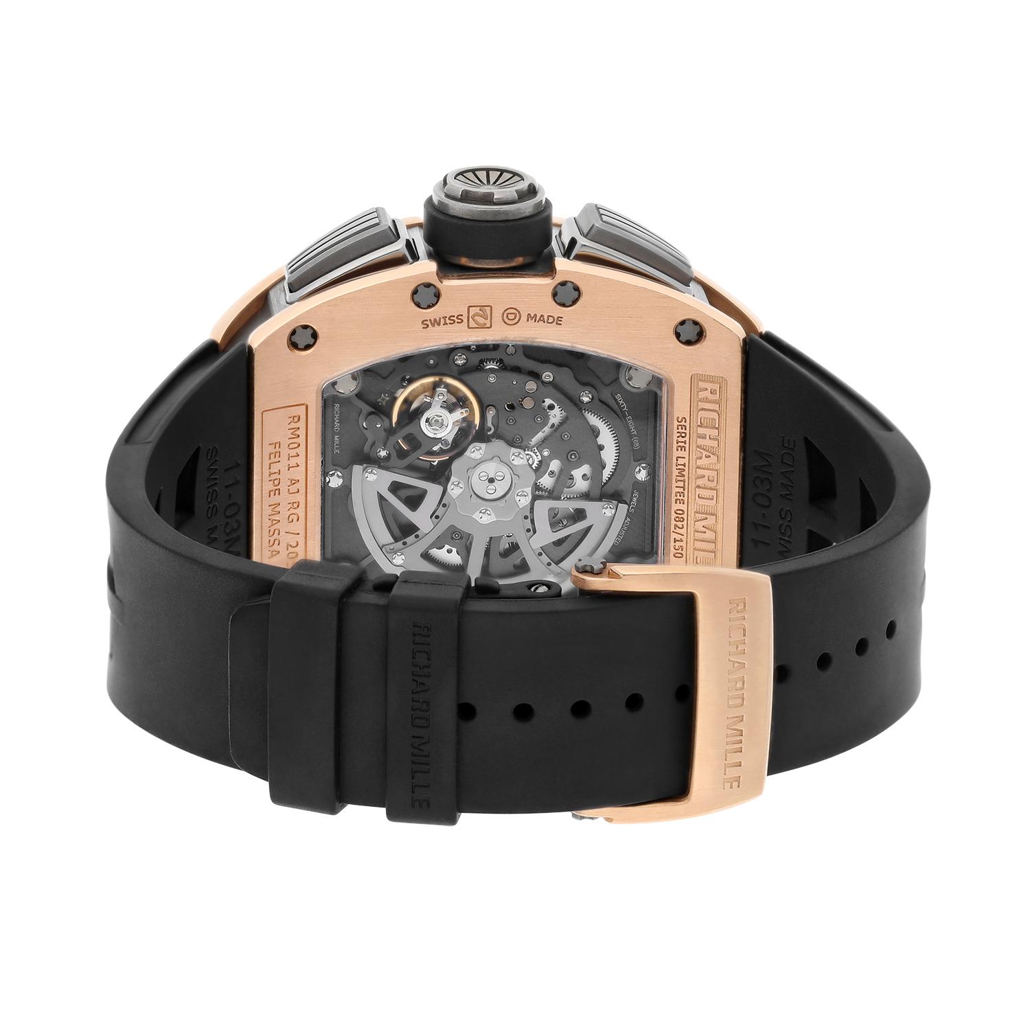 Richard Mille RM 011 RM011 AJ RG Felipe Massa Edition Rose Gold and Titanium In Excellent Condition For Sale In New York, NY
