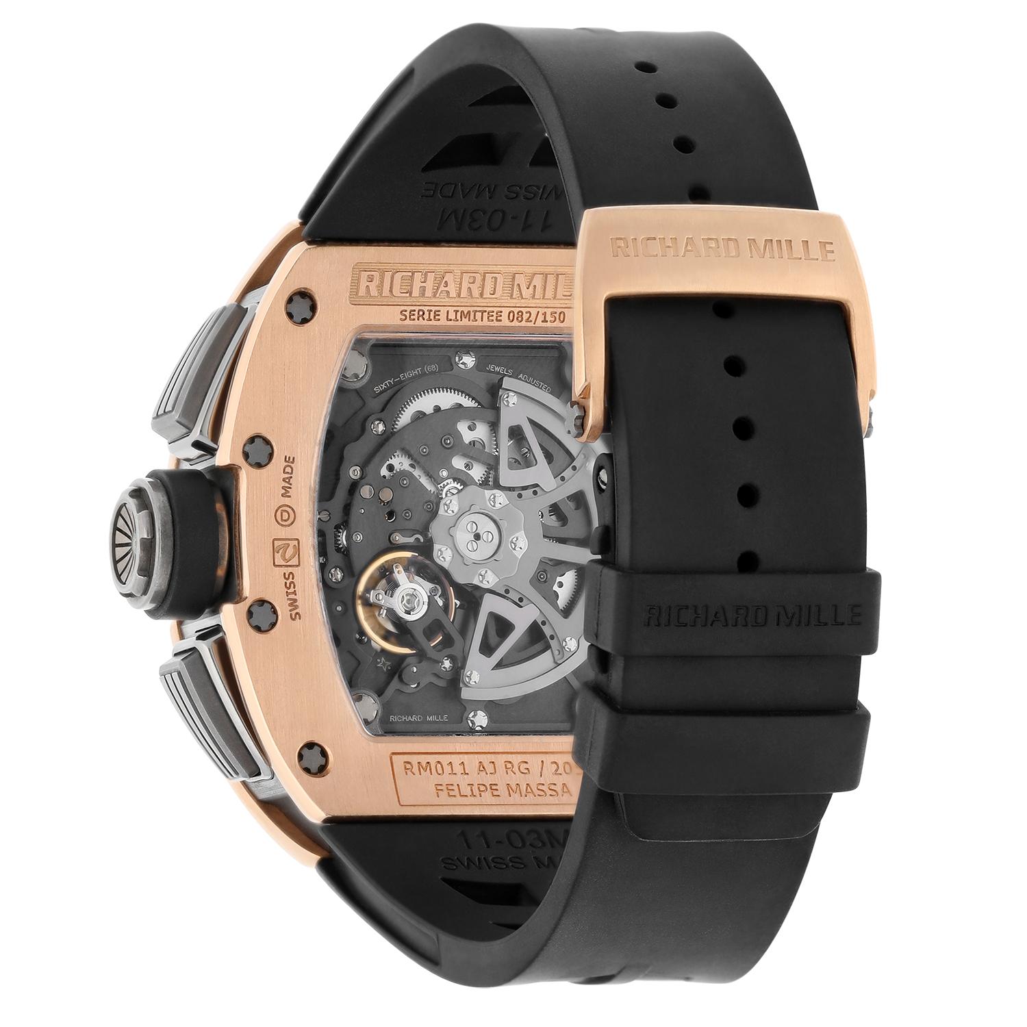 Men's Richard Mille RM 011 RM011 AJ RG Felipe Massa Edition Rose Gold and Titanium For Sale