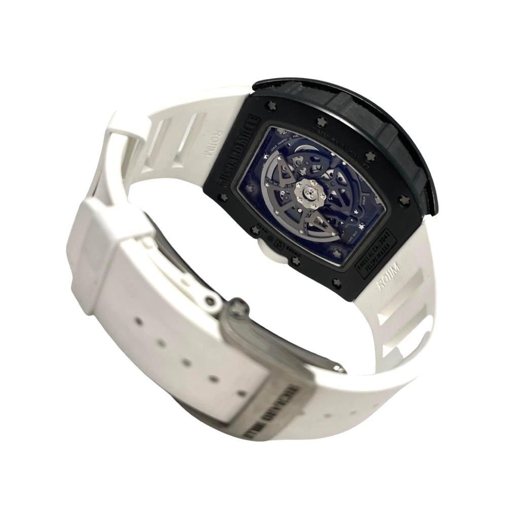 Richard Mille RM-11 Felipe Massa Black Carbon Case White Rubber Strap 1