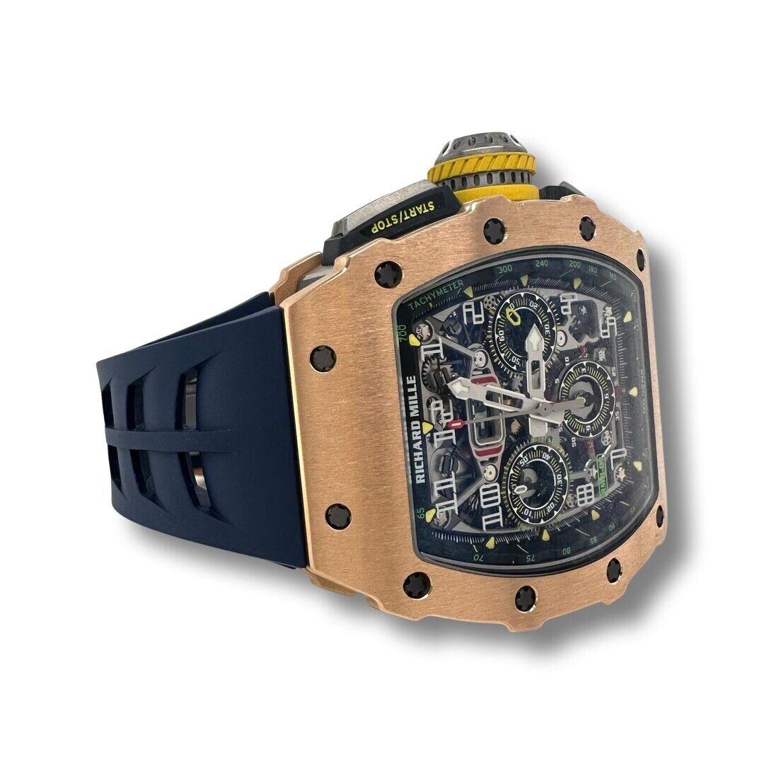 Brand: Richard Mille

Model Name: RM 11-03 RG TI

Model Number: RM 11-03 RG 

Year: 2017

Case Size:  49 mm

Case Material:  18k Rose Gold

Case Shape: Tourneau

Dial Color: Clear / Transparent

Hands: Rose gold tone

Dial Markers: Arabic