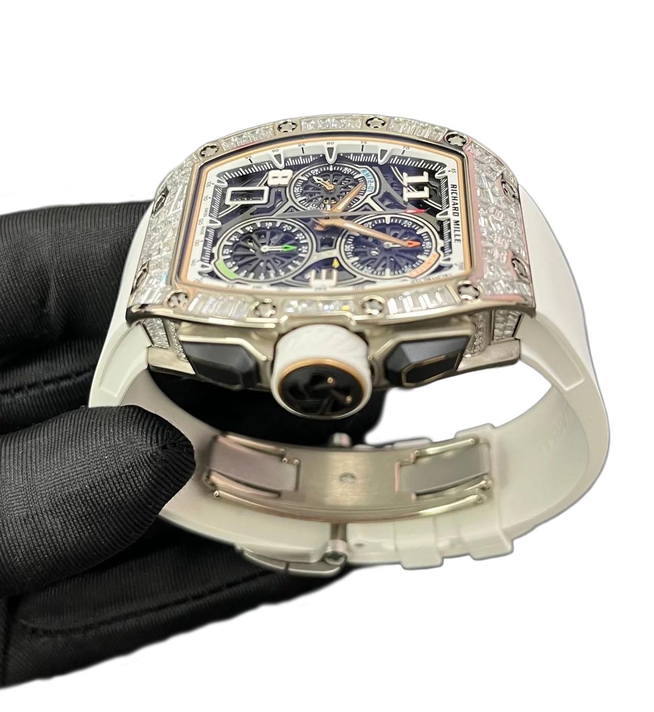 Richard Mille RM 72-01 Automatic Chronograph White Gold with Baguette Diamonds For Sale 5