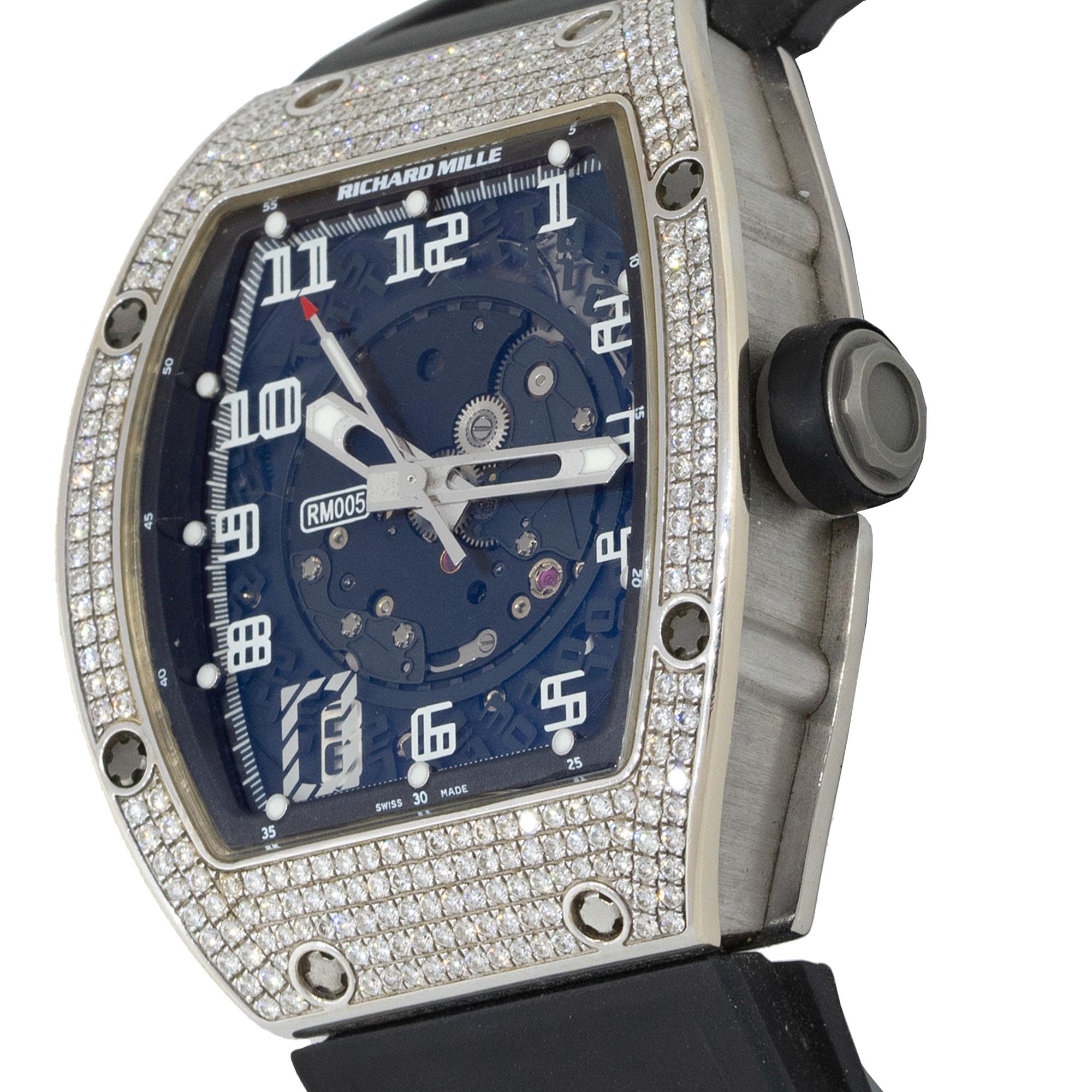 18 Karat Weißgold Diamant-Zifferblatt von Mille RM005 (Rundschliff)