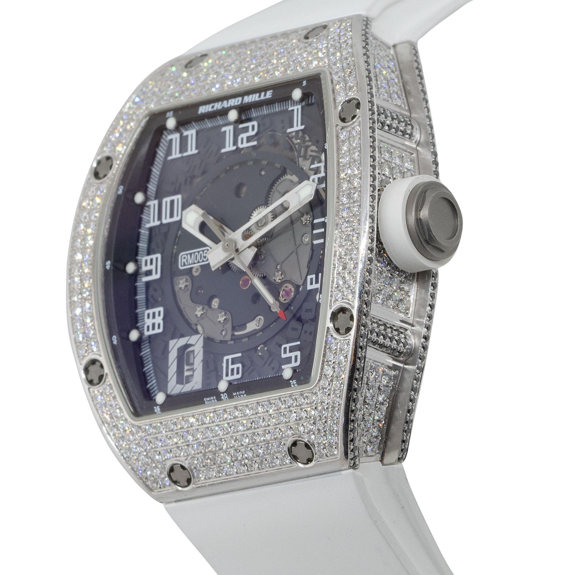 Richard Mille RM005 18k Weißgold Diamant-Pavé-Uhr (Rundschliff)