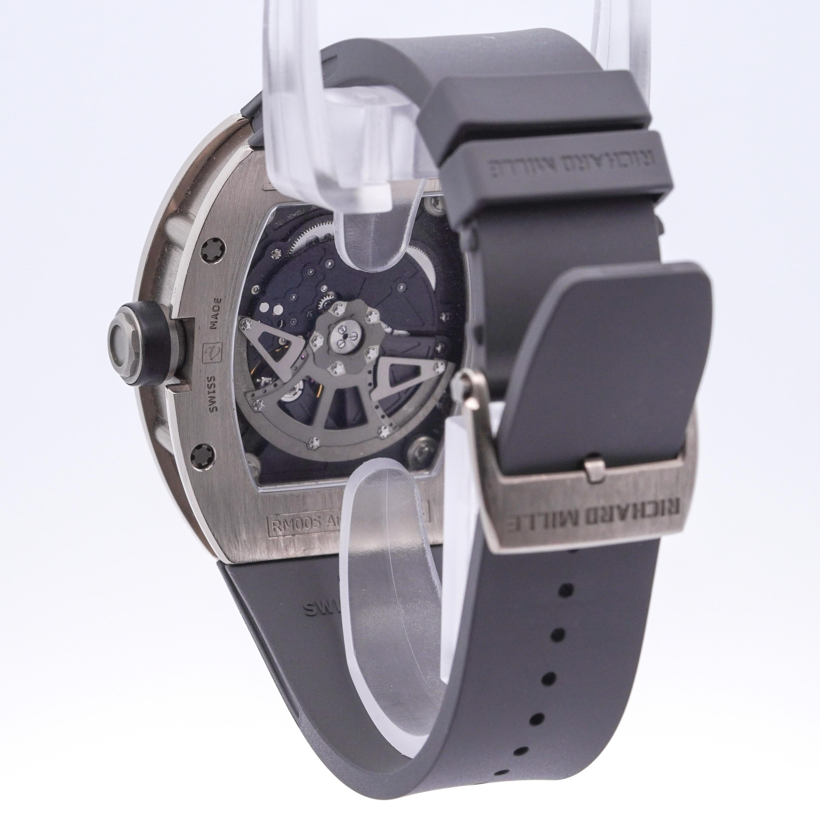 Richard Mille RM005 Automatik Weißgold Skelett Zifferblatt Grau Kautschukband Uhr (Moderne) im Angebot