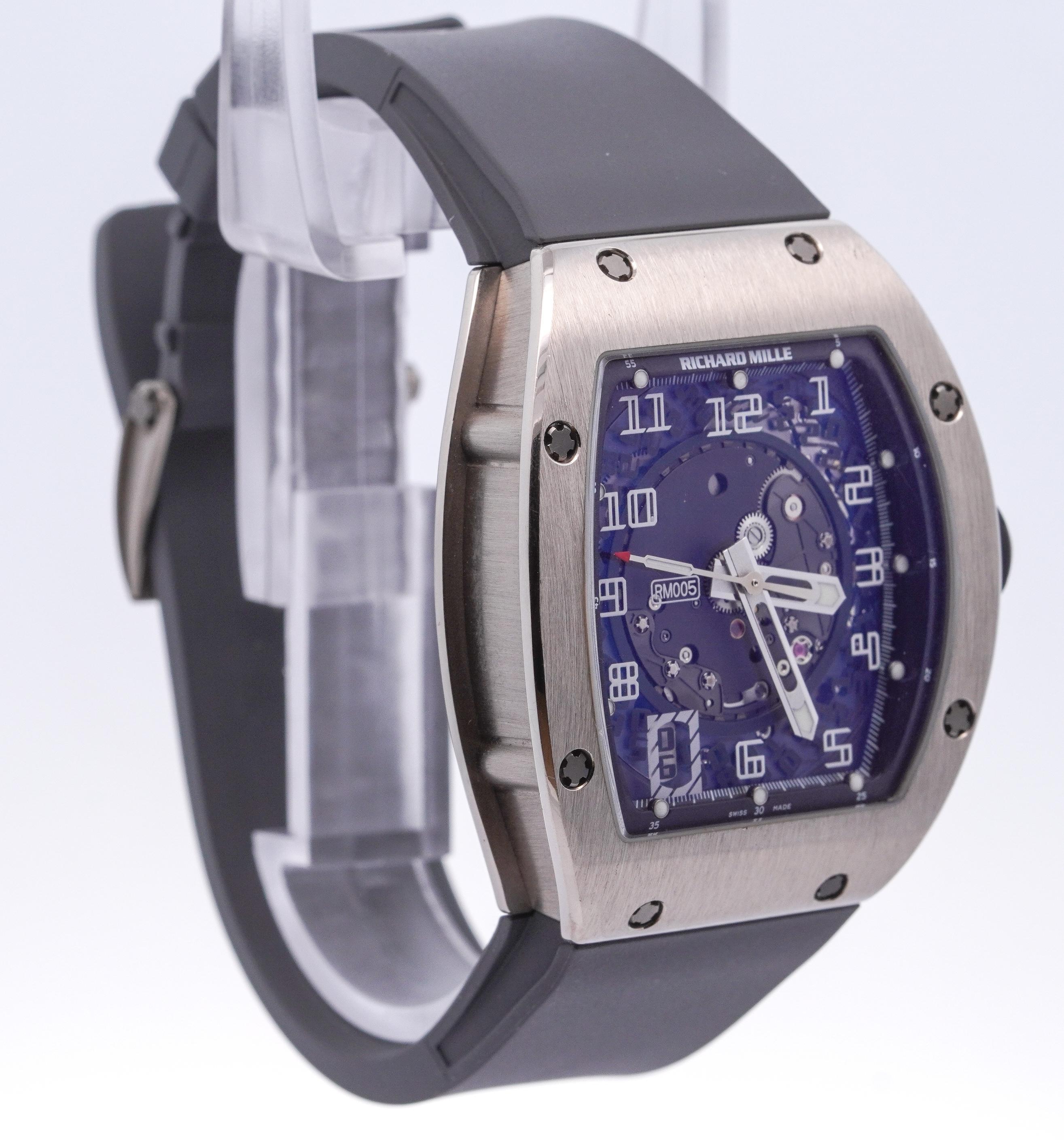 Richard Mille RM005 Automatik Weißgold Skelett Zifferblatt Grau Kautschukband Uhr im Angebot 2