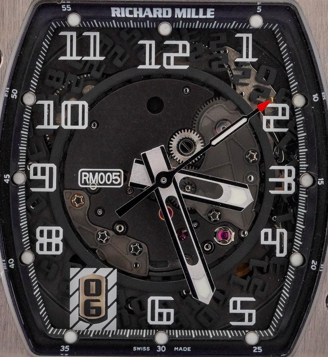 Richard Mille RM005 Automatik Weißgold Skelett Zifferblatt Grau Kautschukband Uhr im Angebot 3