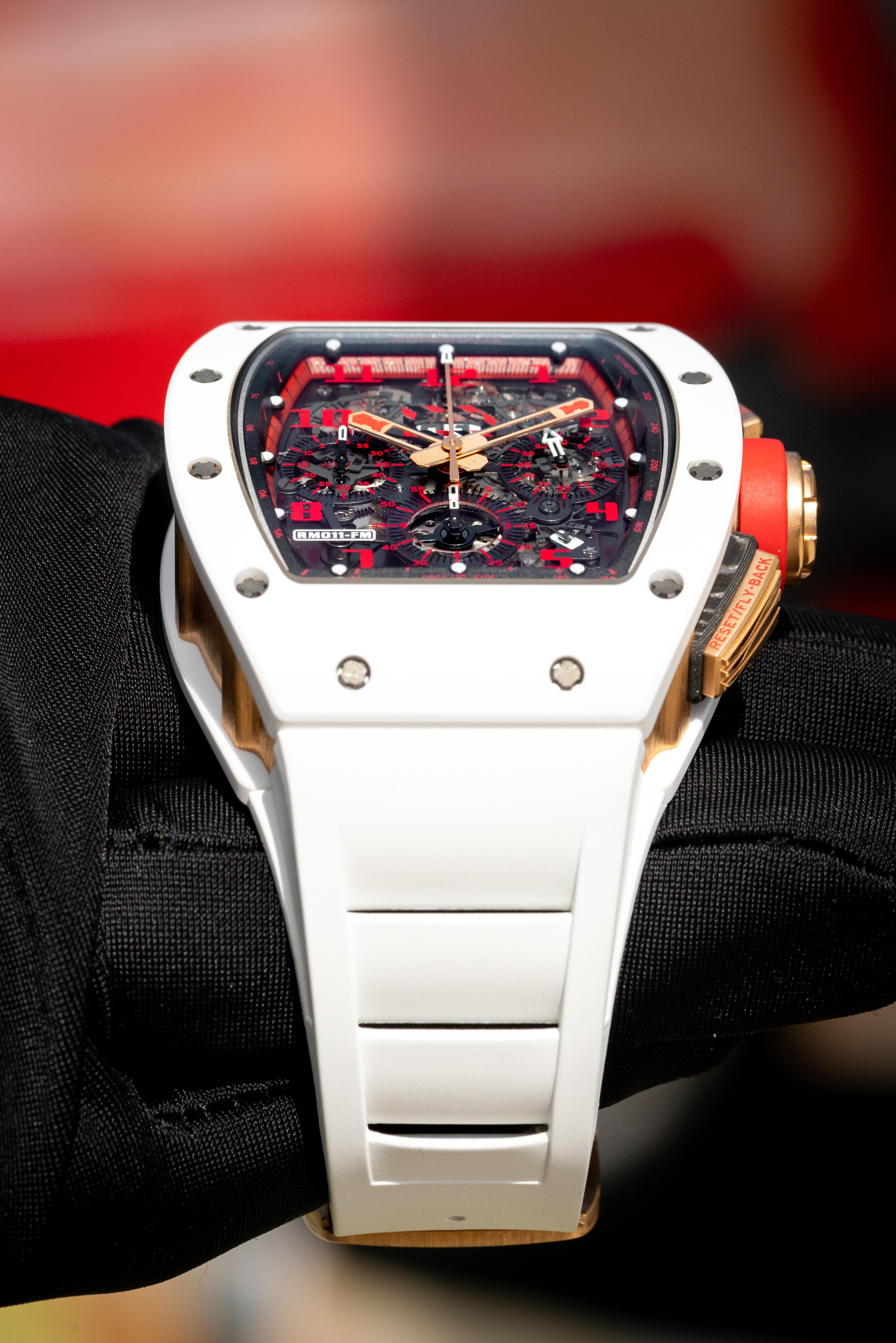 Richard Mille RM011 18k Rose Gold White Demon Chronograph Watch For Sale 2