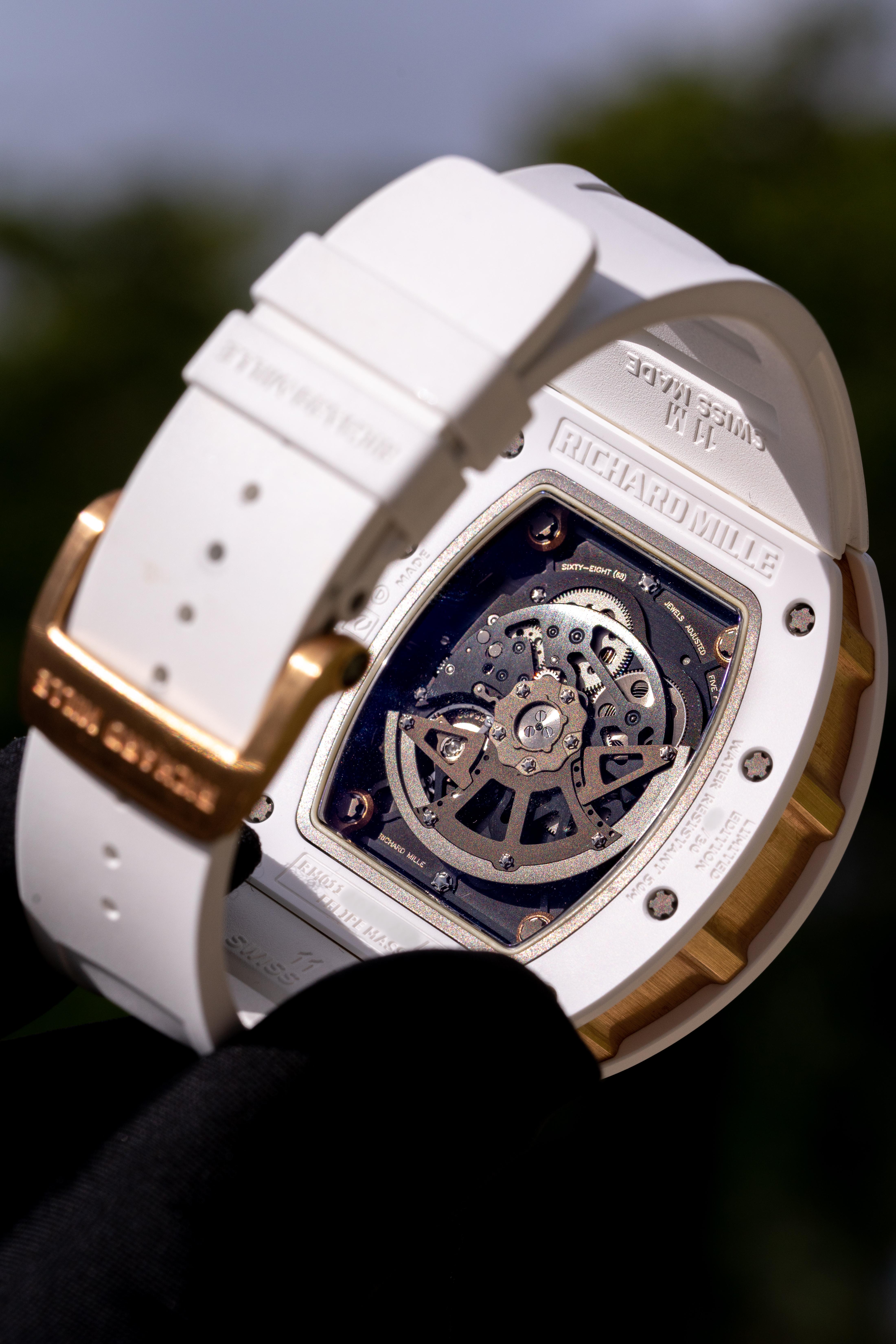 Richard Mille RM011 18k Rose Gold White Demon Chronograph Watch For Sale 5