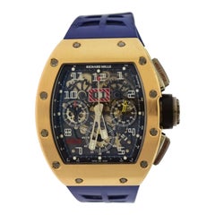 Richard Mille RM011 Felipe Massa Montre à bracelet en or rose et caoutchouc bleu titane