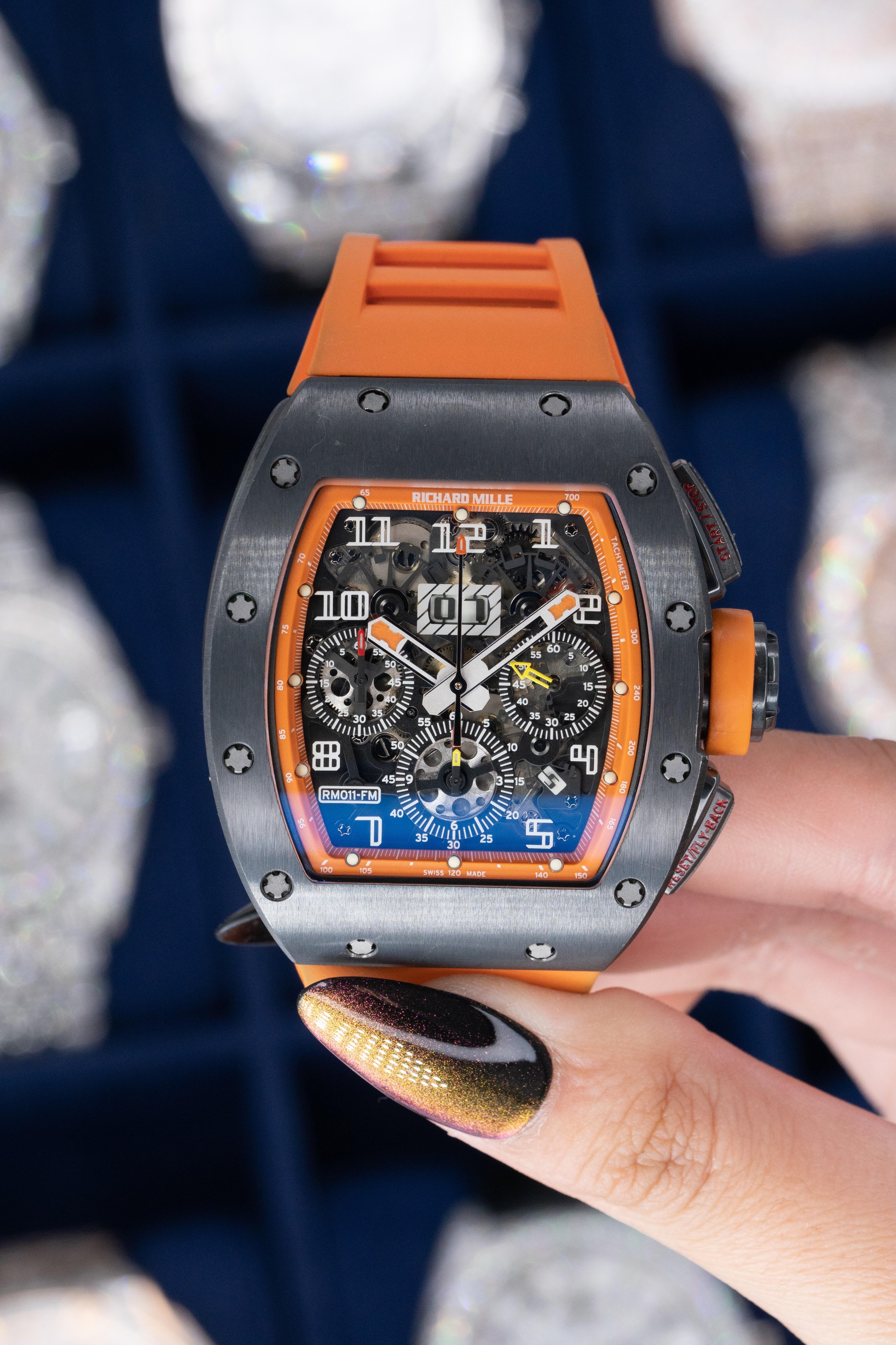 Richard Mille RM011-FM Titanium Orange Storm Watch For Sale 3