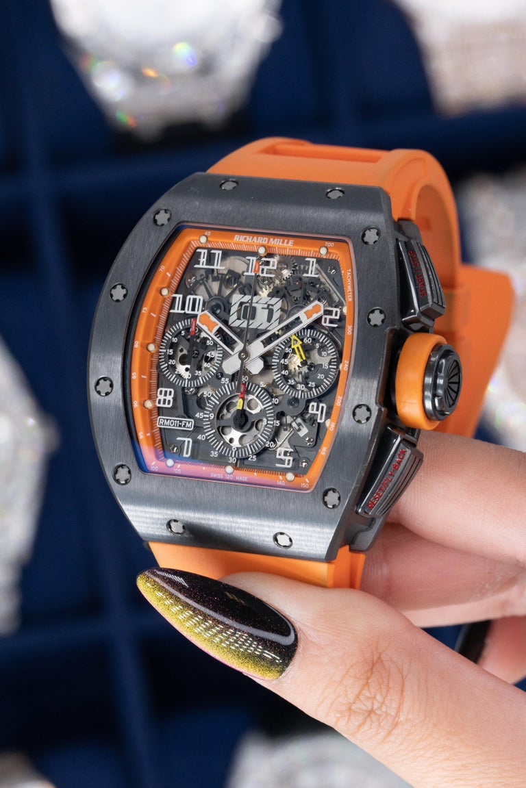 Richard Mille RM011-FM Titanium Orange Storm Watch For Sale at 1stDibs | richard  mille watch price orange, richard mille orange, orange richard mille