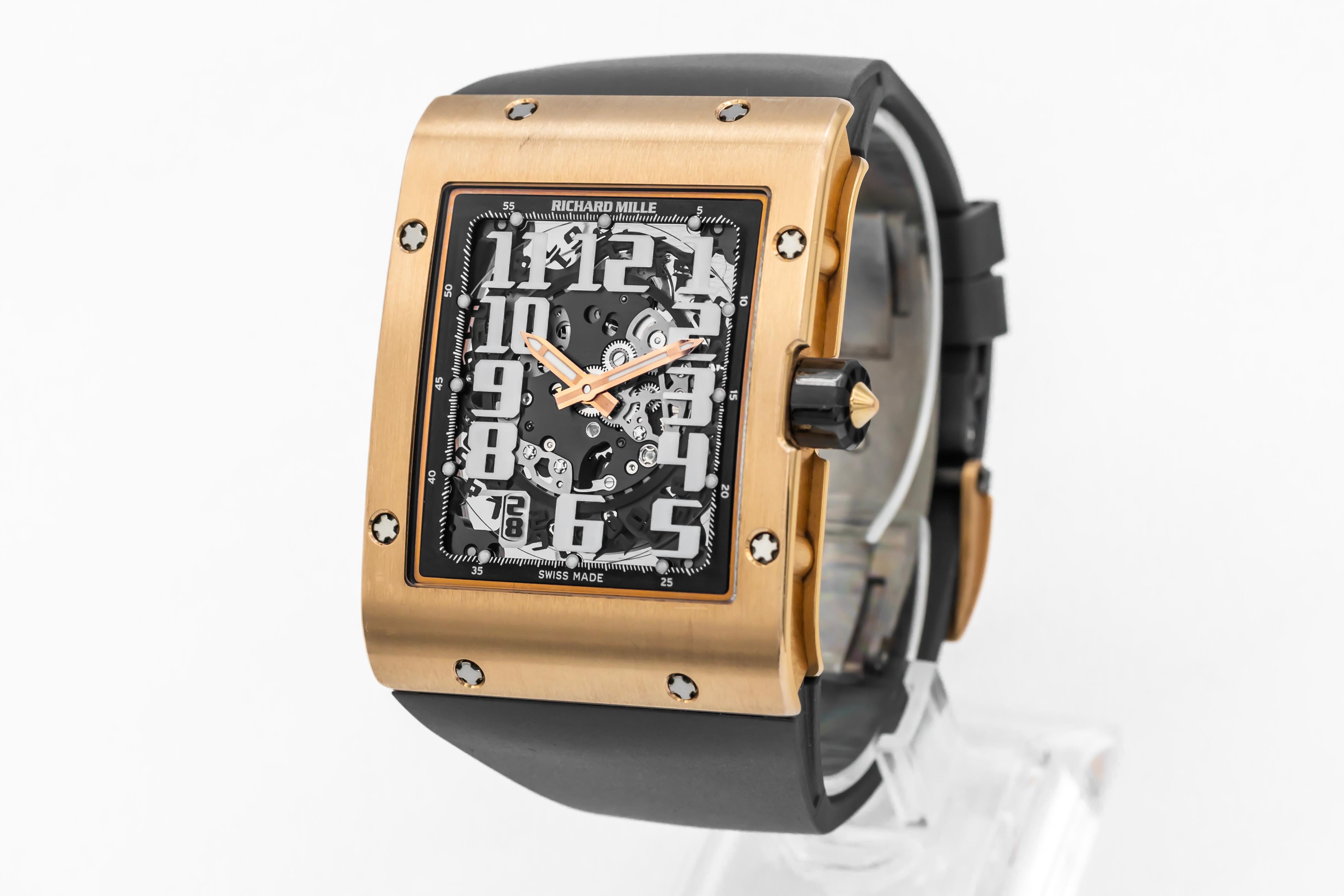 This 2021 Richard Mille RM016 Extra Thin features a Skeleton dial with arabic numerals and a rubber strap which comes in 4 colours, White, Blue, Yellow and Grey.

This was an interesting but difficult stylistic exercise, which called for the