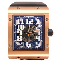 Used Richard Mille RM016 Ultra Thin Mens 50mm 18K Rose Gold Skeleton Dial Rubber Band