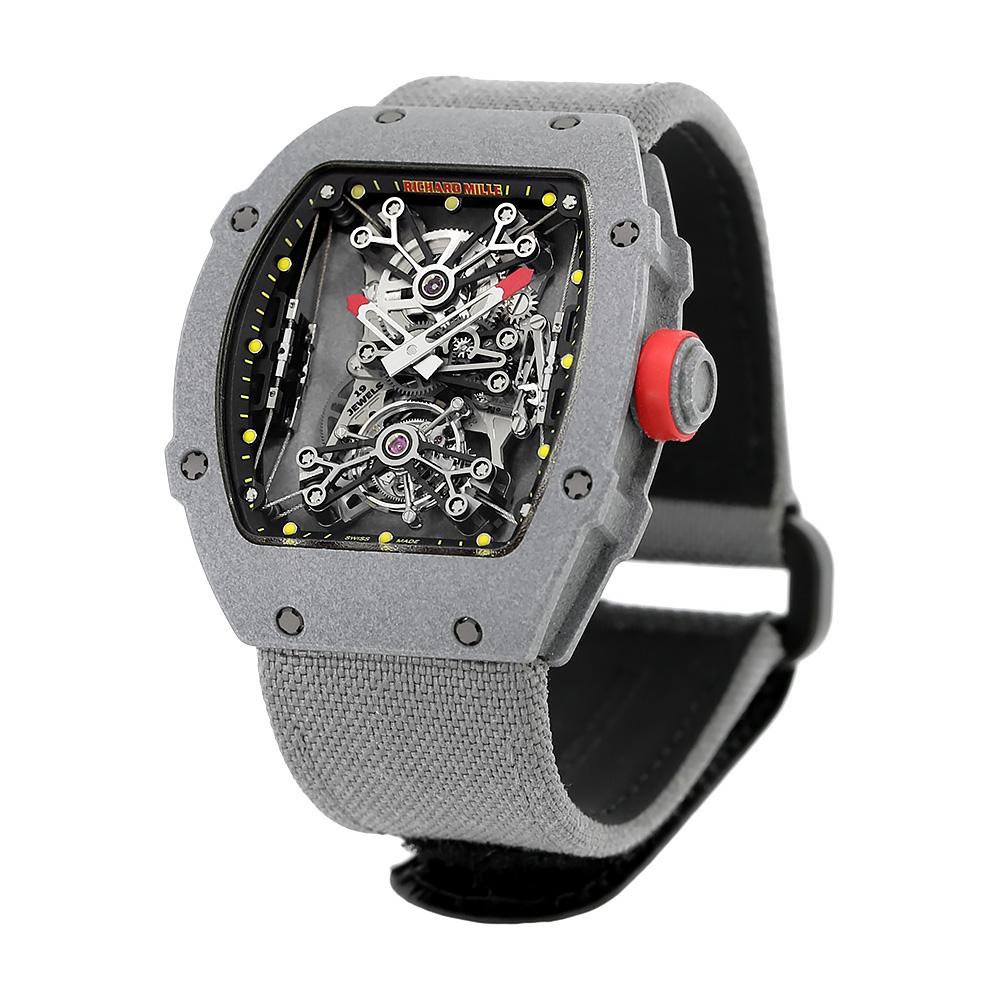 In 2013 Richard Mille set the world record for creating the lightest mechanical timepiece at 18.8 grams when they released the RM27-01. To achieve this lightness the RM27-01 case is made of anthracite polymer which is injected with carbon nanotubes