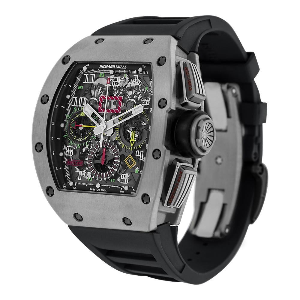 In 2014 Richard Mille released the newest Richard Mille model RM 11-02 which forever changed the traditional Richard Mille, for the better. This edition of the RM11-02 comes with a titanium case which is tonneau shaped with 42.7mm x 50 mm dimensions