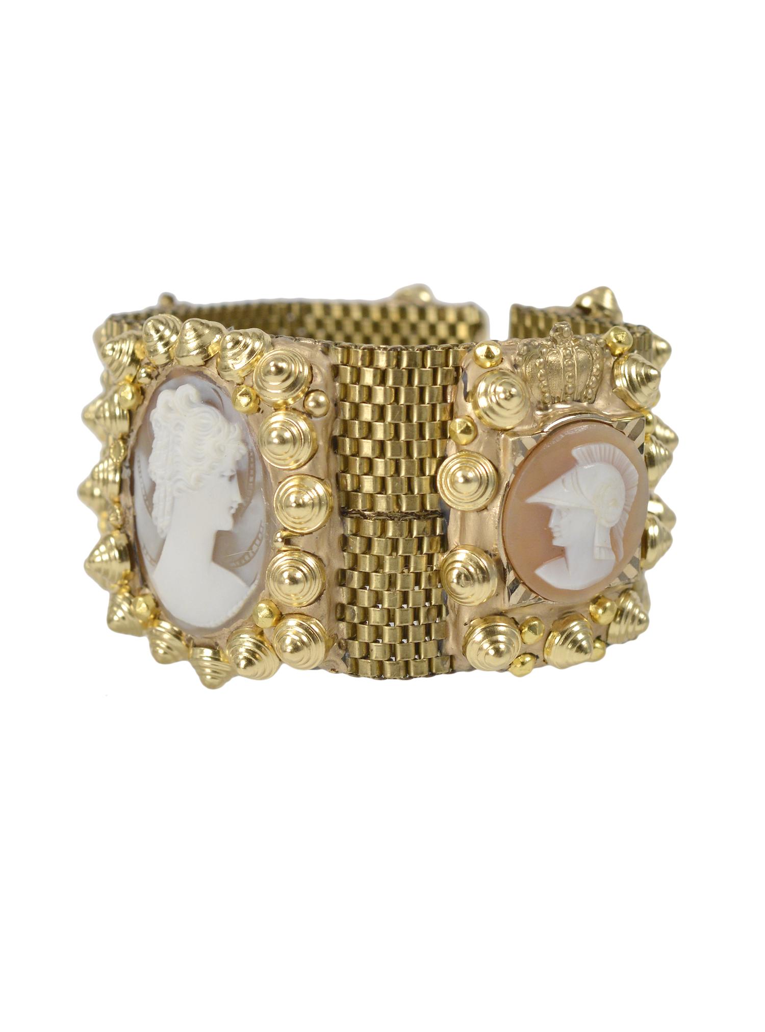 Women's or Men's Richard Minadeo Coral & Cream Cameo Double Bracelet