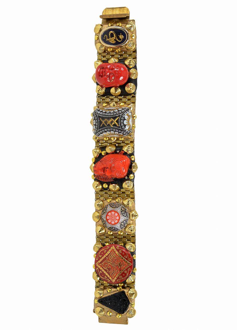Women's or Men's Richard Minadeo Red Buddha & Dragon Bracelet For Sale