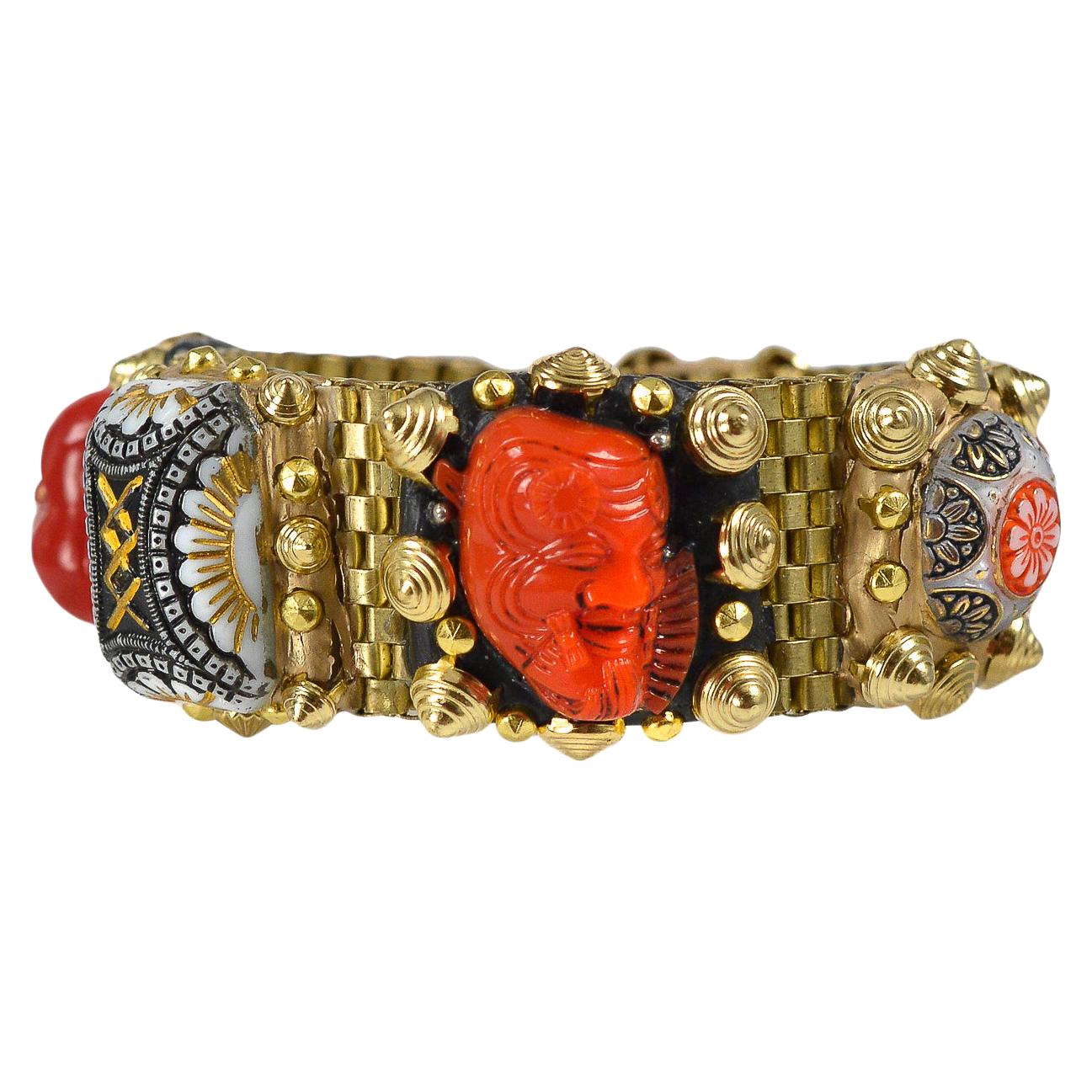 Richard Minadeo Red Buddha & Dragon Bracelet