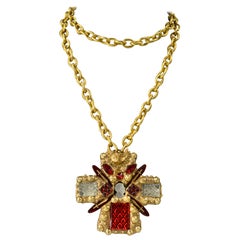 Richard Minadeo Red Jewel Cross Necklace