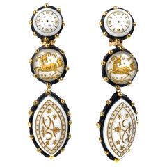 Richard Minadeo White & Gold Capricorn Zodiac Earrings