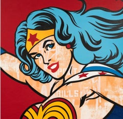 Richard Mirando Seen Graffiti Art Painting of Wonder Woman Post No Bills