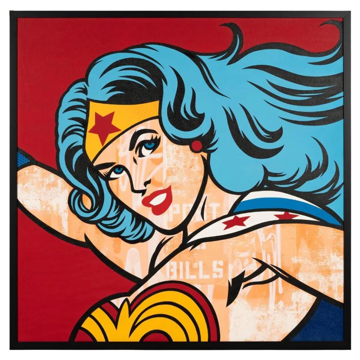 Richard Mirando Seen Graffiti Art Painting of Wonder Woman Post No Bills For Sale