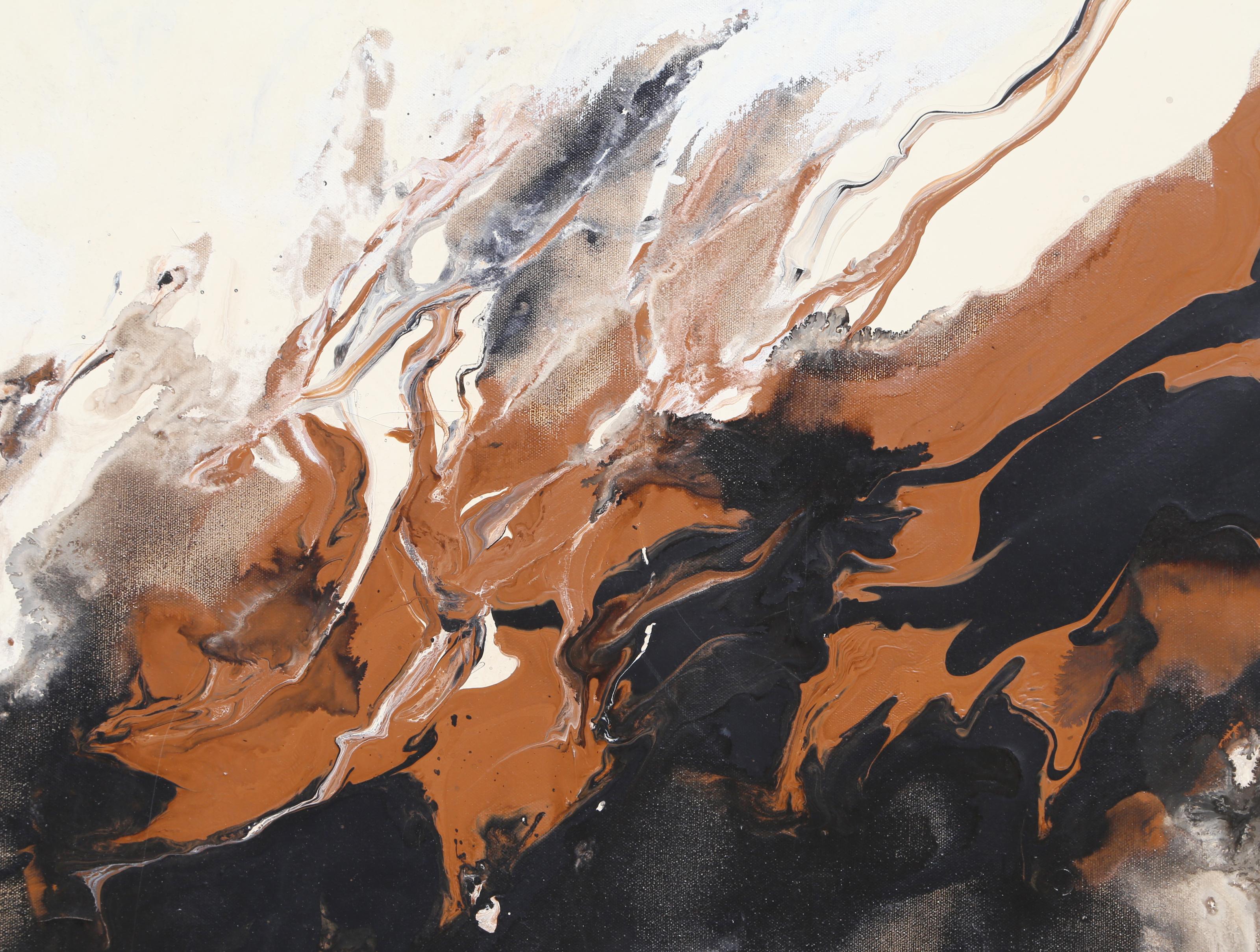 Brown and Black Abstract, Large Abstract Expressionist Painting by Klume For Sale 1