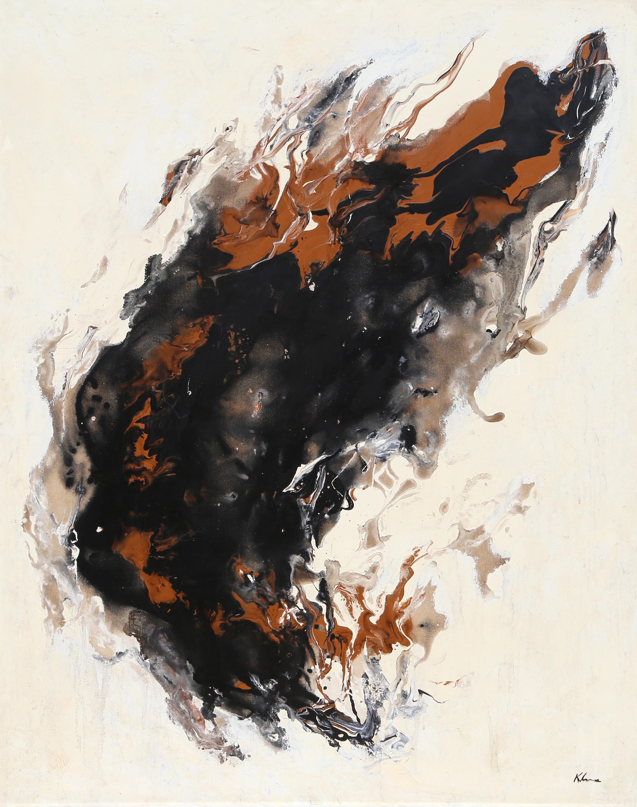 Brown and Black Abstract, Large Abstract Expressionist Painting by Klume