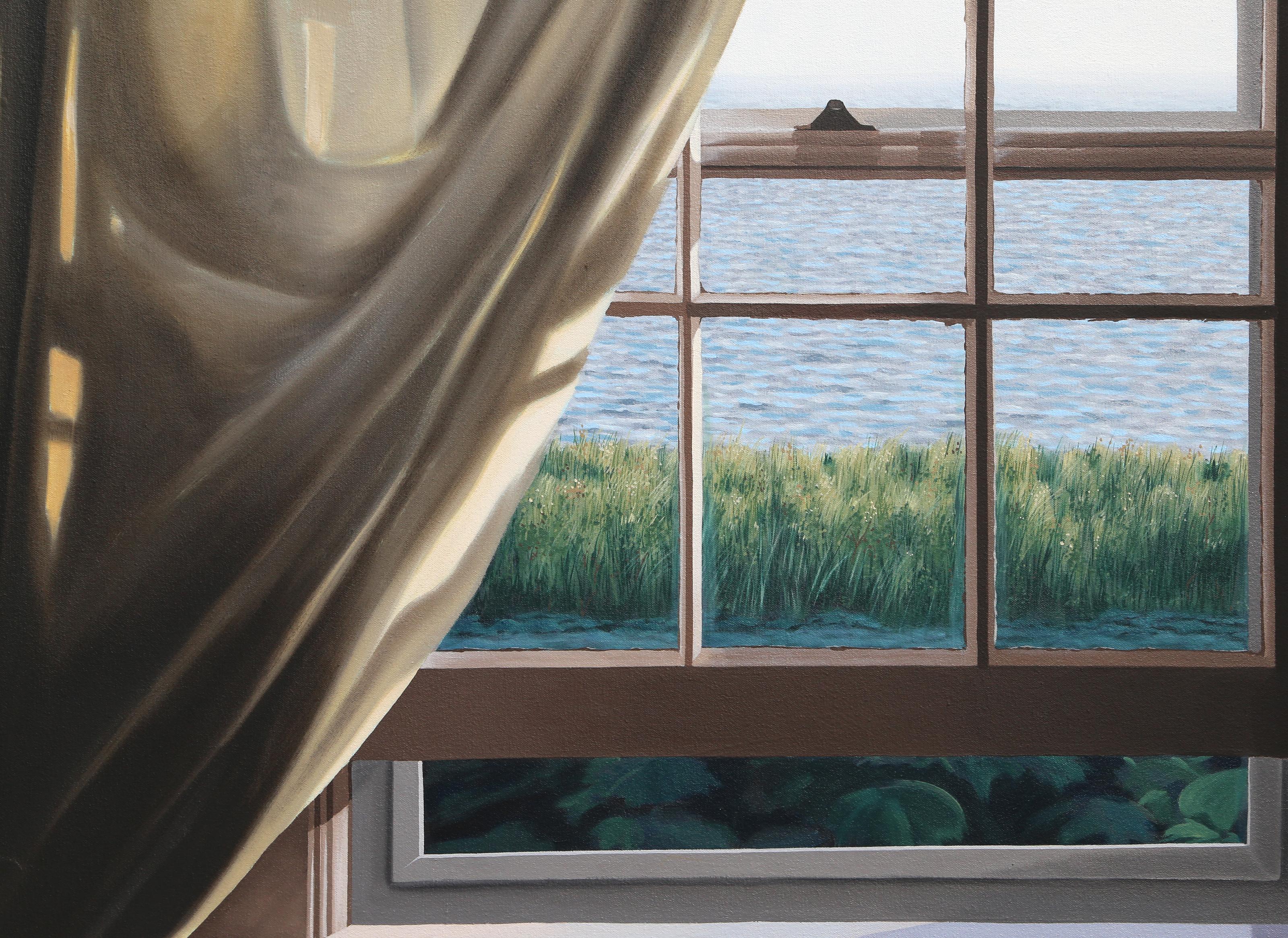 Windowsill, grande peinture à l'huile photoréaliste de Richard Mizdal en vente 1