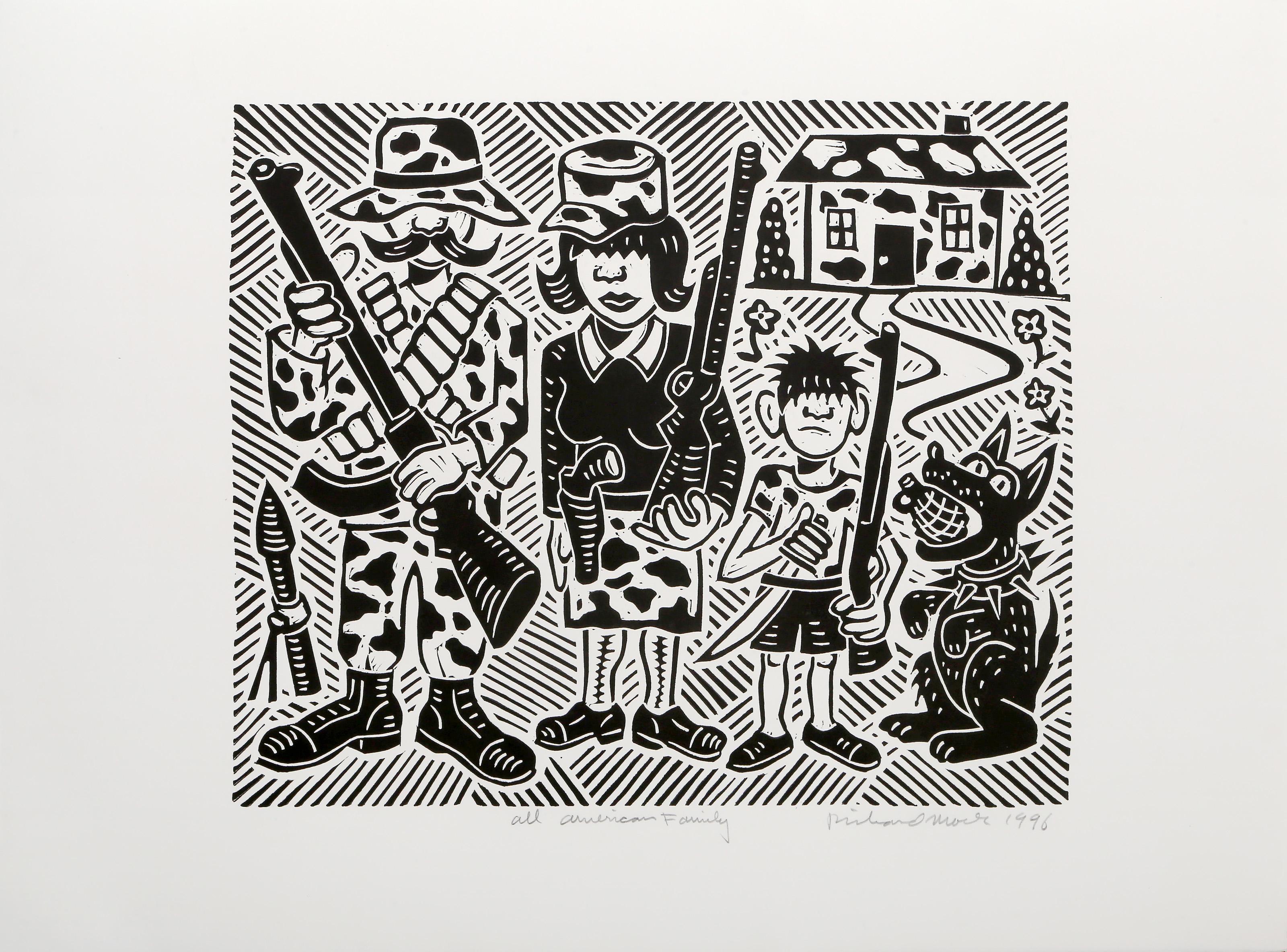 All American Family, Linograbado Pop Art de Richard Mock en venta 2