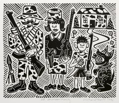 All American Family, Linograbado Pop Art de Richard Mock