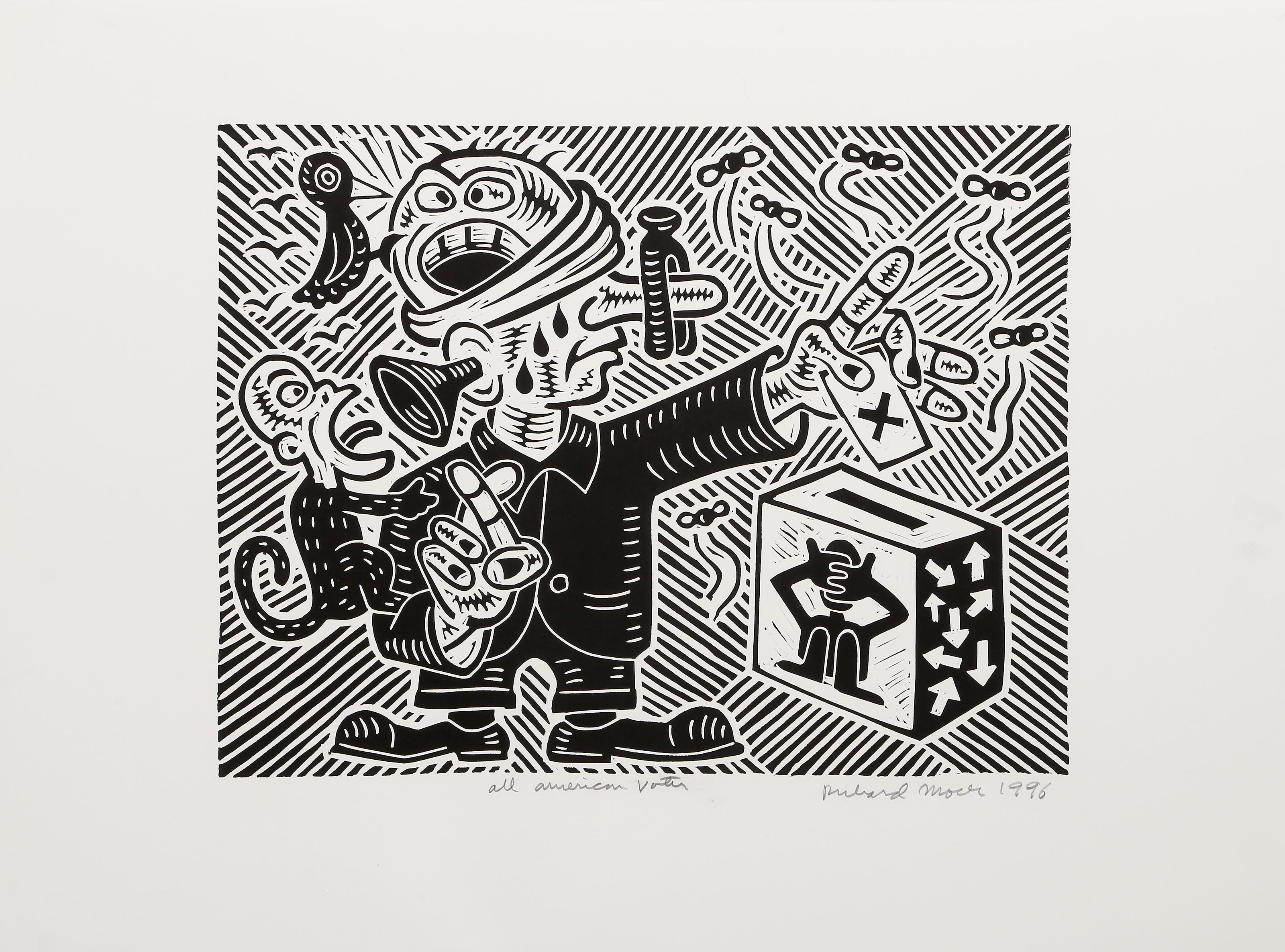 All American Voter, Pop Art Linocut by Richard Mock For Sale 2